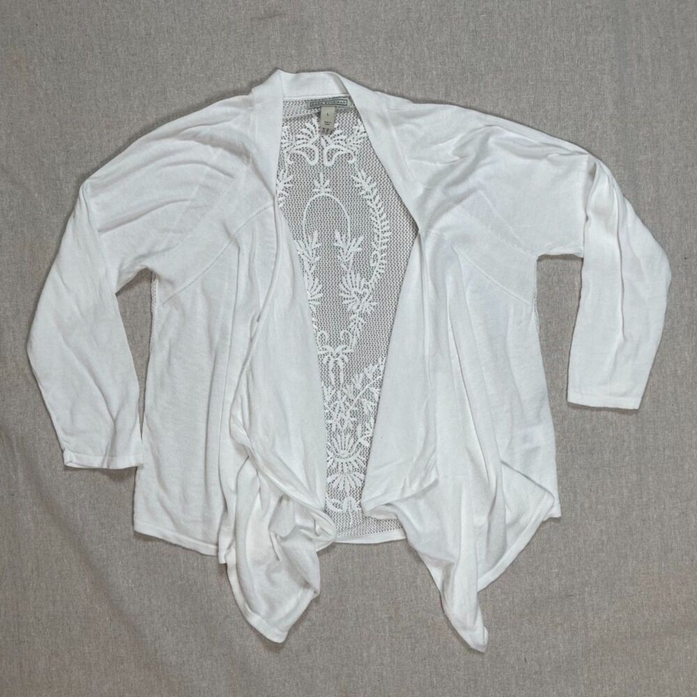 Dana Buchman | Cream Waterfall Front Cardigan | Large